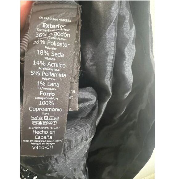 CH Carolina Herrera Dress Womens 6 Black White Tweed Sheath Satin Trim V410-CH - Picture 9 of 11